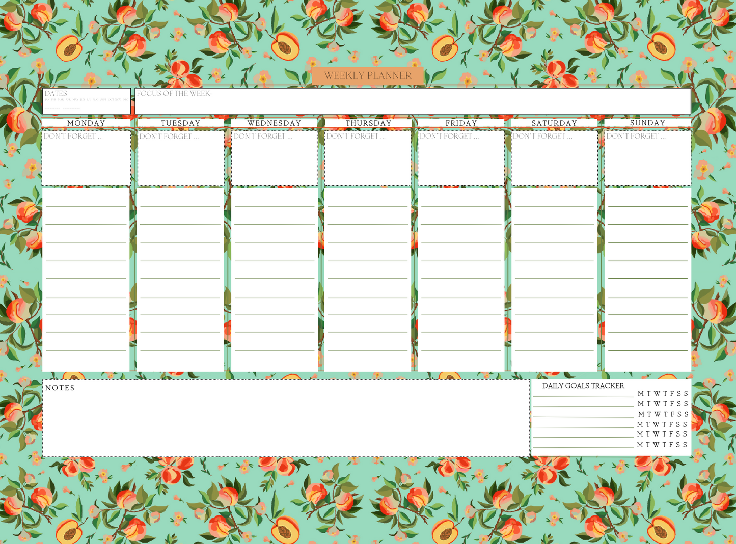 Weekly Planner - Mint Peaches