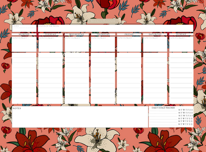 Weekly Planner - Red Lillies