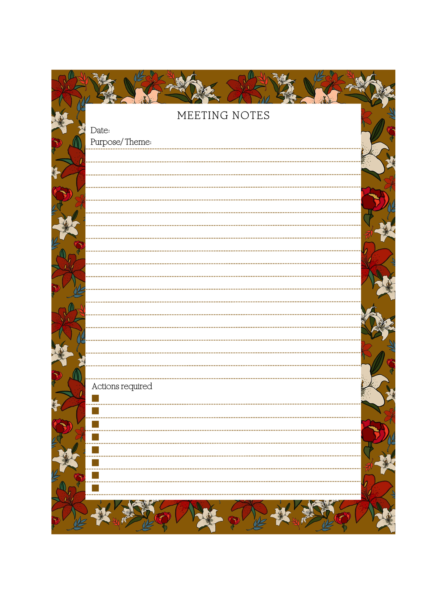 Dijon Lillies Meeting Notepad