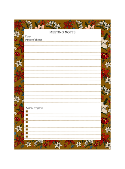 Dijon Lillies Meeting Notepad