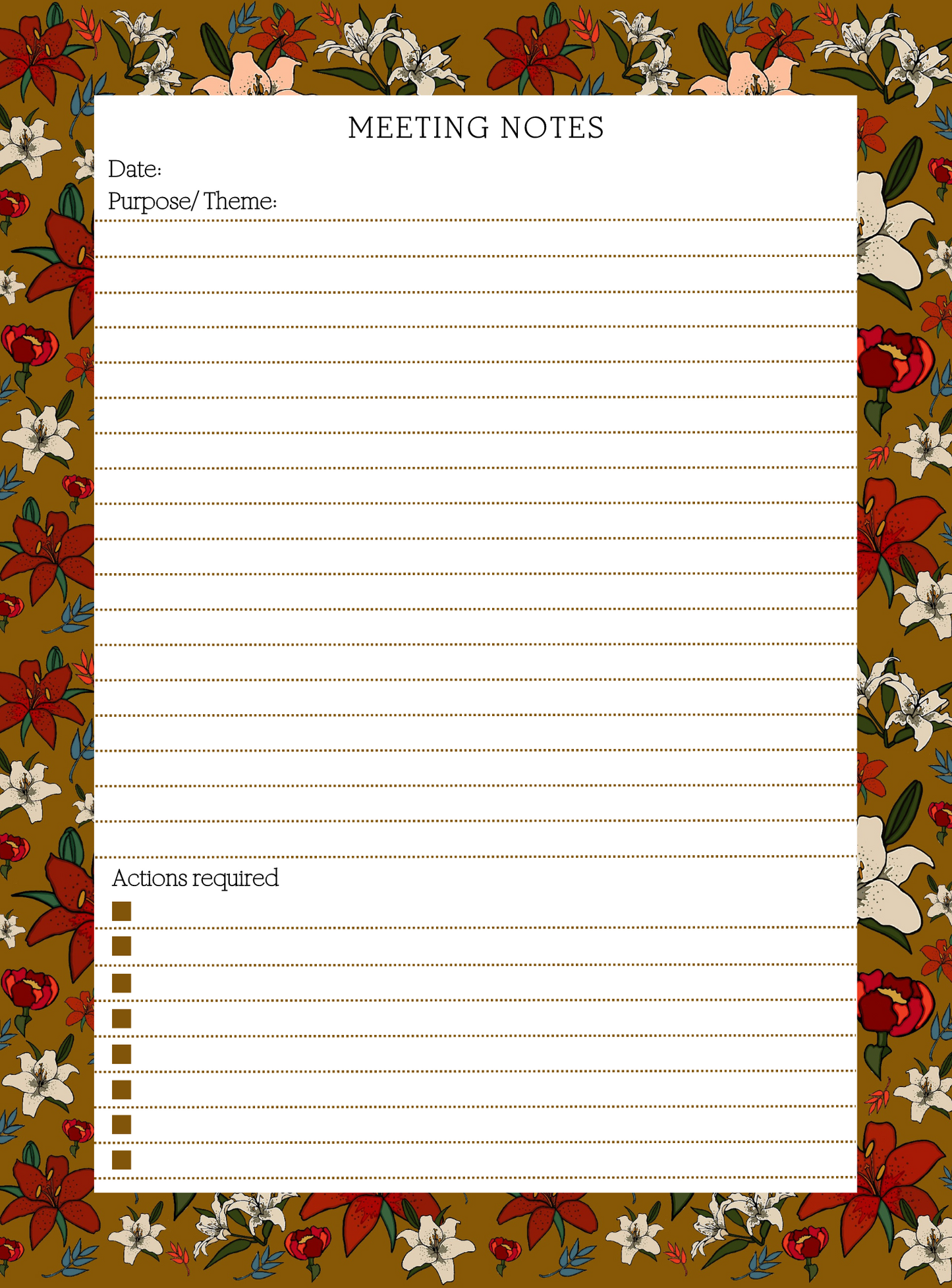 Dijon Lillies Meeting Notepad