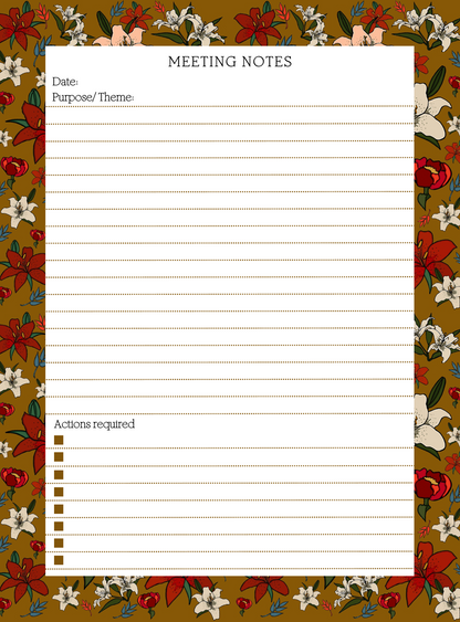 Dijon Lillies Meeting Notepad