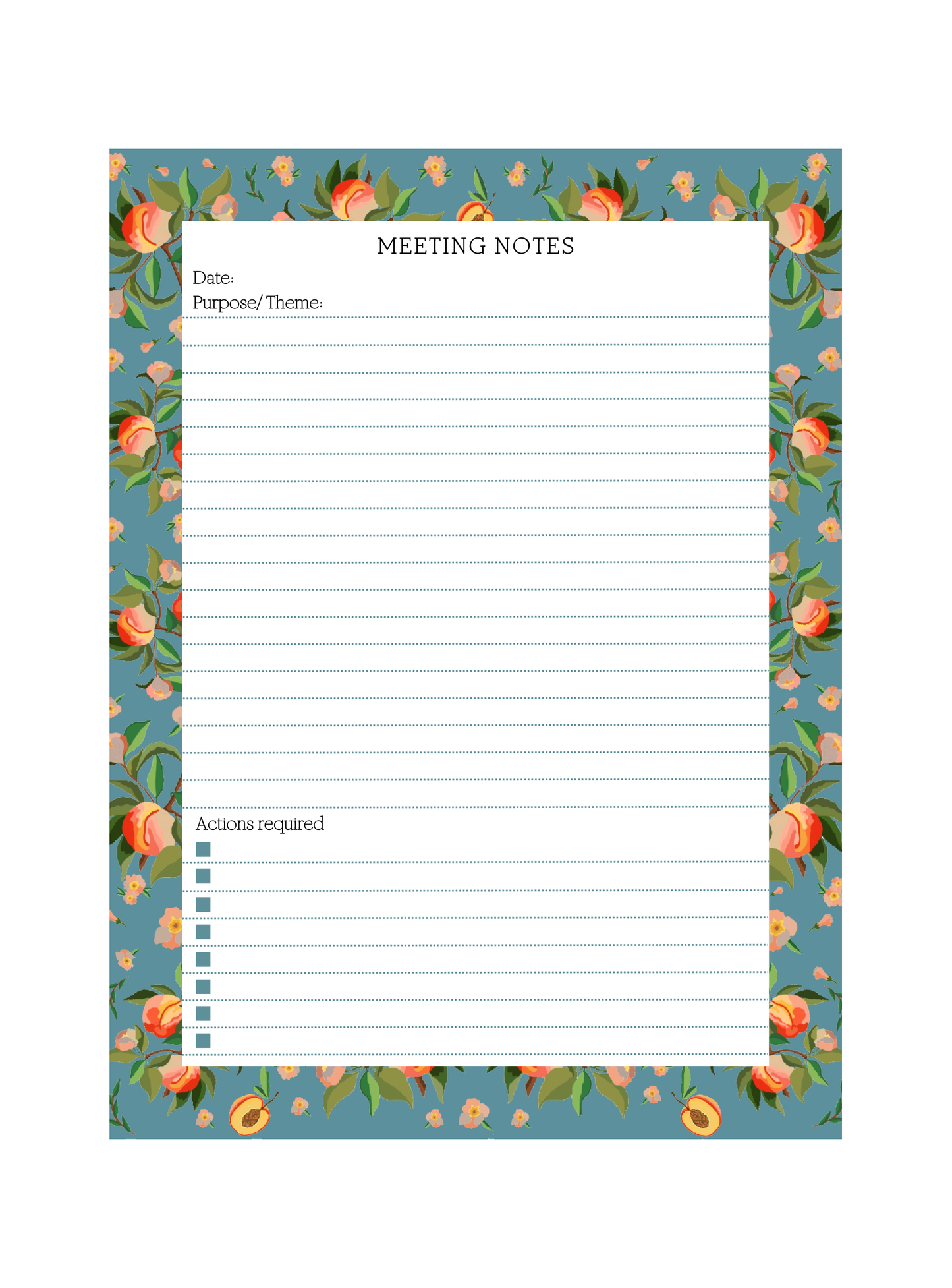 Blue Peaches Meeting Notepad