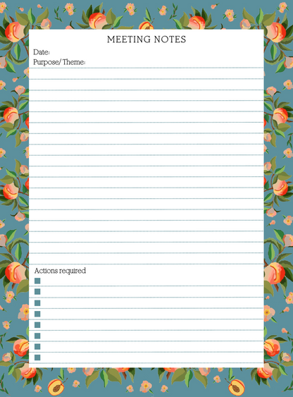 Blue Peaches Meeting Notepad