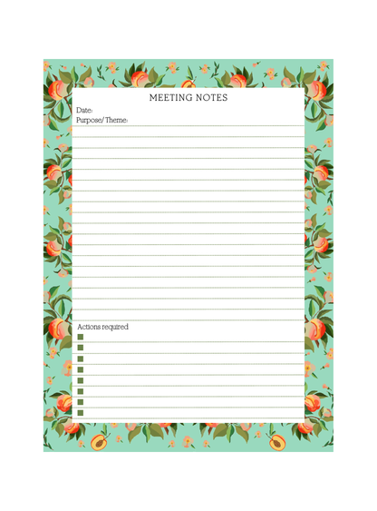 Mint Peaches Meeting Notepad