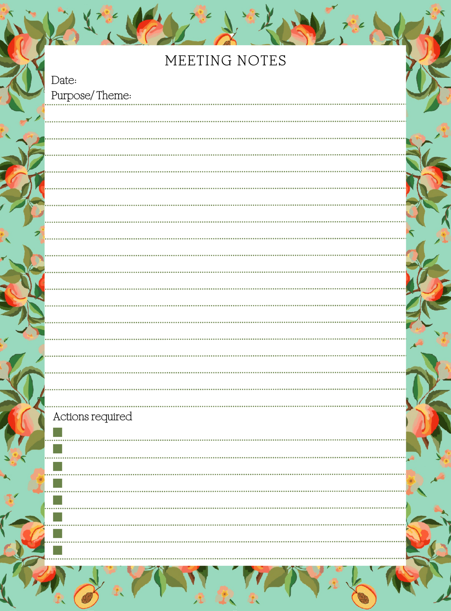 Mint Peaches Meeting Notepad