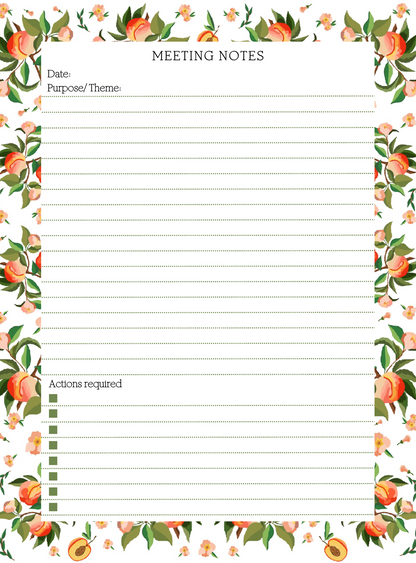 White Peaches Meeting Notepad