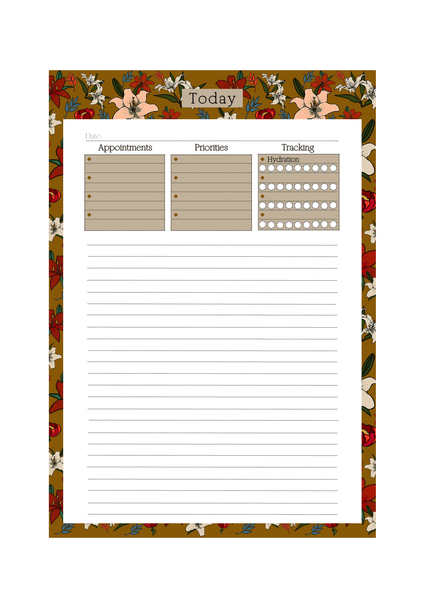 Umber Lillies Daily Notepad