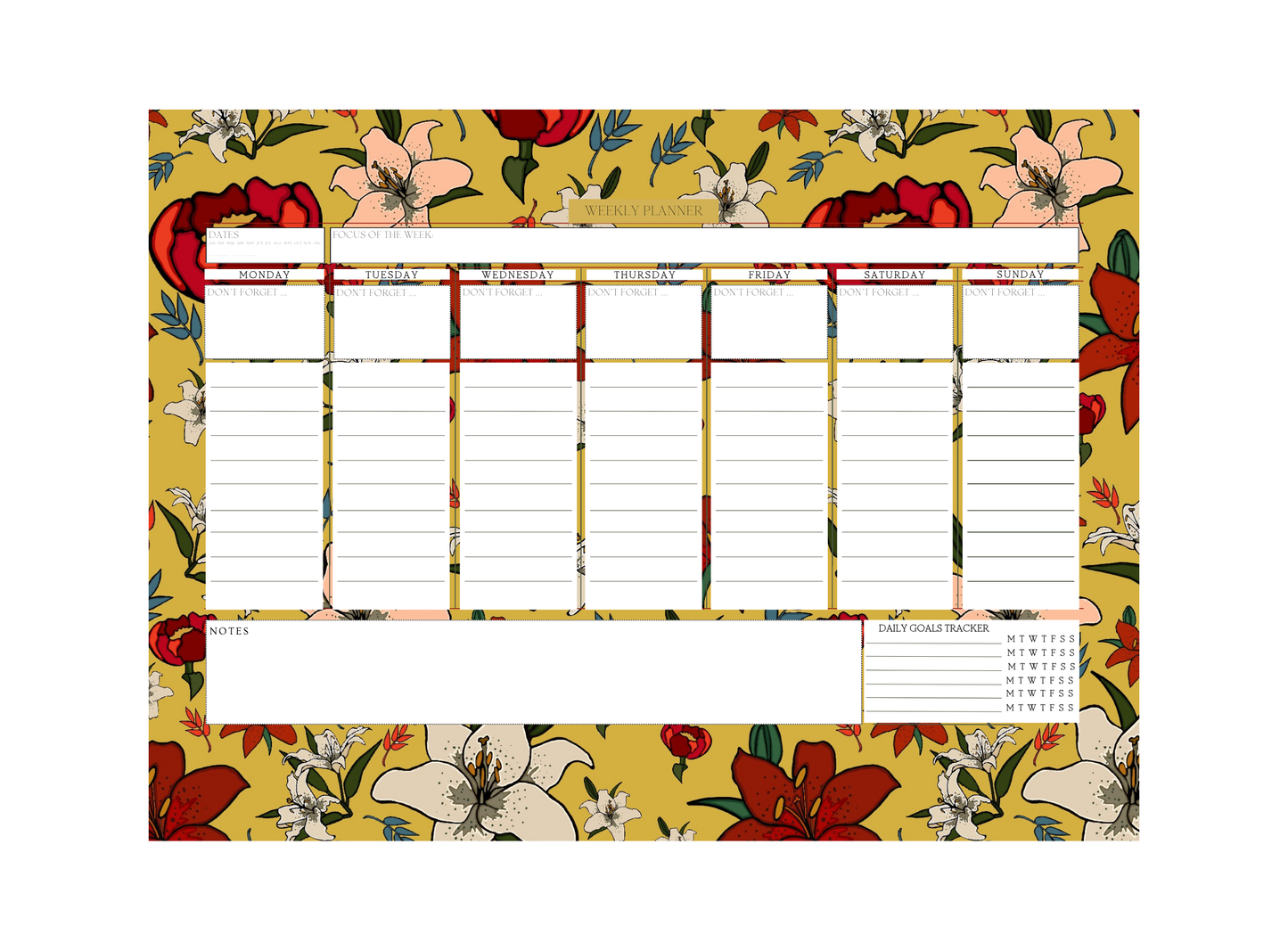 Weekly Planner - Mustard Lillies