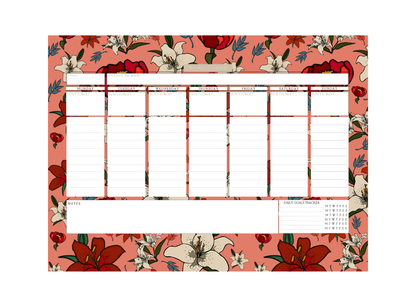 Weekly Planner - Red Lillies